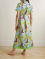 Unique Morning Glory Print Single Breasted Midi Dress