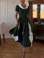 Retro Contrast Collar A-line Midi Dress