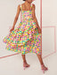 Rainbow Color Check Print Suspender Dress