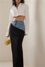 Cassia | Black Ruched Denim Skirt
