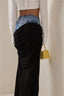 Cassia | Black Ruched Denim Skirt