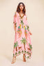 Unique Drop Shoulder Sleeve Coconut Tree Printed Dress