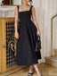 Elegant Sling Square Collar Large Swing MidI Dress