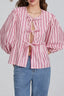 Puff Sleeve Peplum Bow Ties Blouse Top