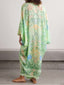 Unique Floral Print V Neck Oversized Midi Dress