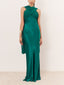 Elegant Satin Cross Neck Sleeveless Party Maxi Dress