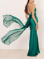 Elegant Satin Cross Neck Sleeveless Party Maxi Dress