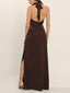 Elegant Holders Corner Satin Pleated Maxi Dress