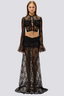 Cassie | Long Sleeve Lace Ruched Skirt Set In Black