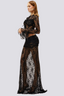 Cassie | Long Sleeve Lace Ruched Skirt Set In Black