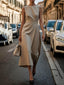 Elegant Pleats Solid Color Sleeveless Round Neck Casual Midi Dress