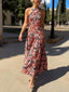 Vintage Ethnic Print Layered Midi Dress