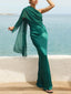 Elegant Satin Cross Neck Sleeveless Party Maxi Dress