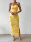 Capri | Ruched Sunset Watercolor Dress