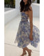 Liora | Floral Satin Halter Dress