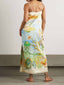 Unique Fantasy Ocean Coral Print Suspender Maxi Dress