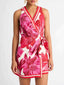 Delicate Floral Wrap-style Tie Mini Dress