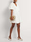 Elegant V-neck Embroidered Puff Sleeves Mini Dress
