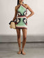 Unique Vintage Ethnic Print Backless Mini Dress