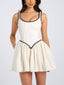 Elegant U-neck Tweed Mini Dress