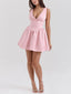 Elegant Satin Bow V Neck Mini Dress