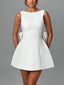 Elegant Pearl Bow Fitted Mini Dress