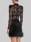Elegant Lace Sheer Hip Mini Dress
