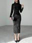 Fashion Solid Color Slim Fit Pleated Dress