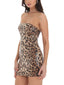 Strapless Sequined Leopard Print Mini Dress