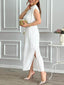Elegant Pleated Half-High Collar Tie Midi Dress